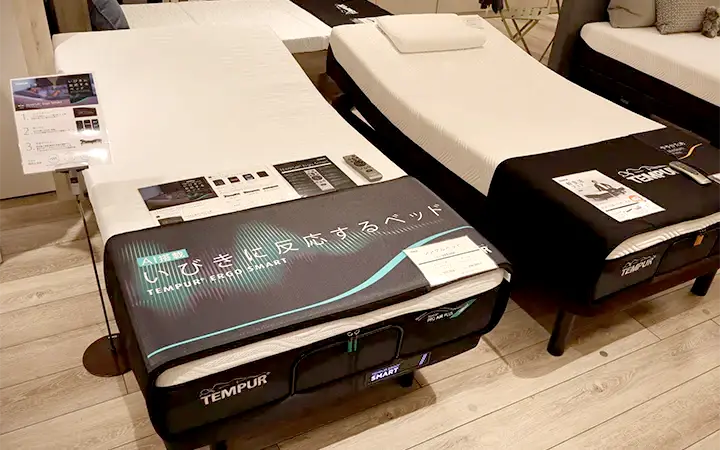 テンピュールのマットレスの展示