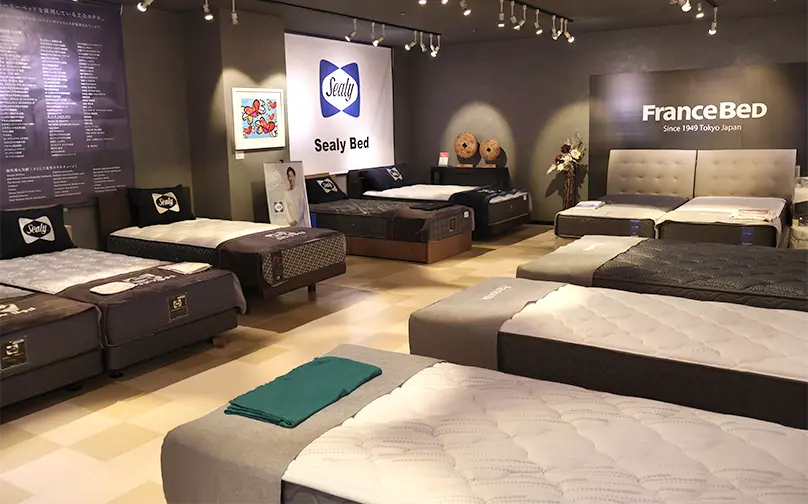 ベッド展示のコーナー